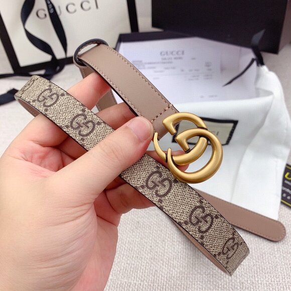 2 cm Gucci Monogram Fashion Double G Buckle GG Belt Tan 90/36 - Picture 6 of 9